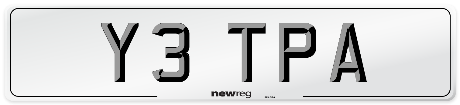 Y3 TPA Number Plate from New Reg